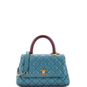 Chanel Mini Coco Top Handle Bag Quilted Caviar with Lizard